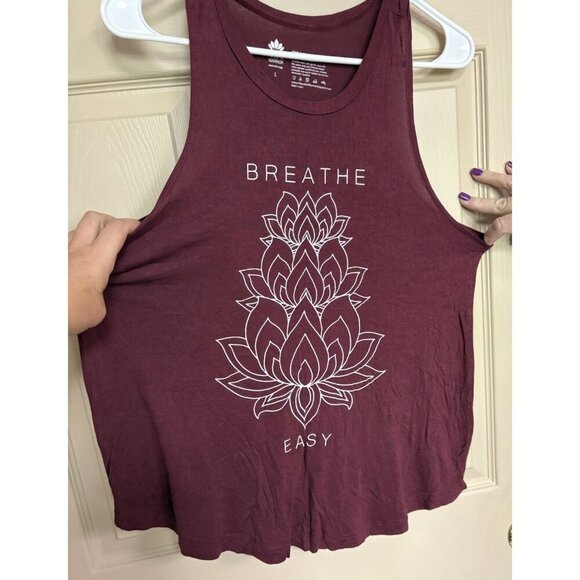 Peaceful Warrior Tank Top, Women's Size Large Cranberry Wine, Sleeveless - Picture 2 of 4